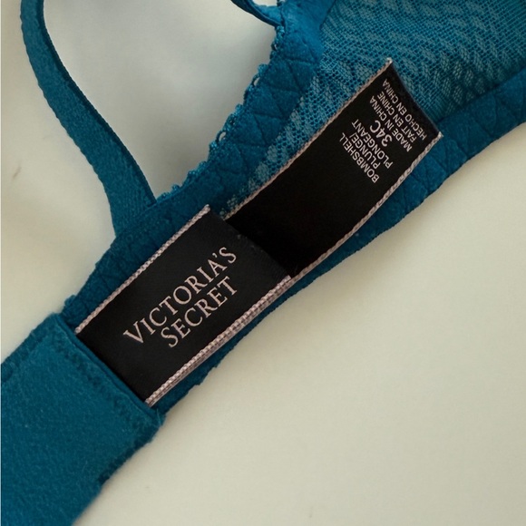 VS Lace Rhinestone Push Up Bra Bombshell Blue 34C Adds 2 Cup Sizes Padded - Picture 6 of 8
